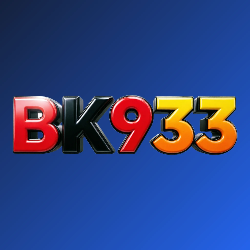 Vibrant BK933 logo with bold heavy typography in bright red, yellow, and orange colors featuring a glossy 3D effect, designed as a wide horizontal rectangular wordmark on a transparent background for modern energetic branding